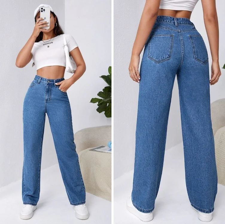 Calça Jeans Wideleg Pantalona Premium Cintura Alta Blogueira Mercado Livre