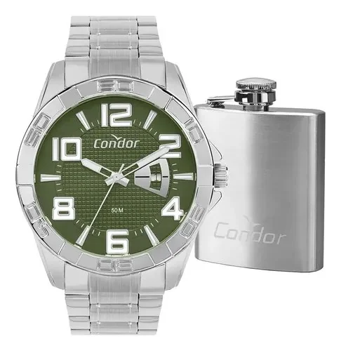 Kit Relógio Condor Masculino Speed Prata - Co2117aw/k4v Prata Verde Prateado