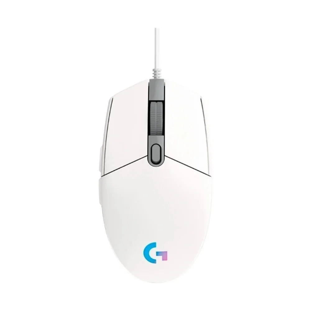 Mouse Gamer Logitech G203 LIGHTSYNC RGB, Efeito de Ondas de Cores, 6 Botões Programáveis e Até 8.000 DPI - Branco