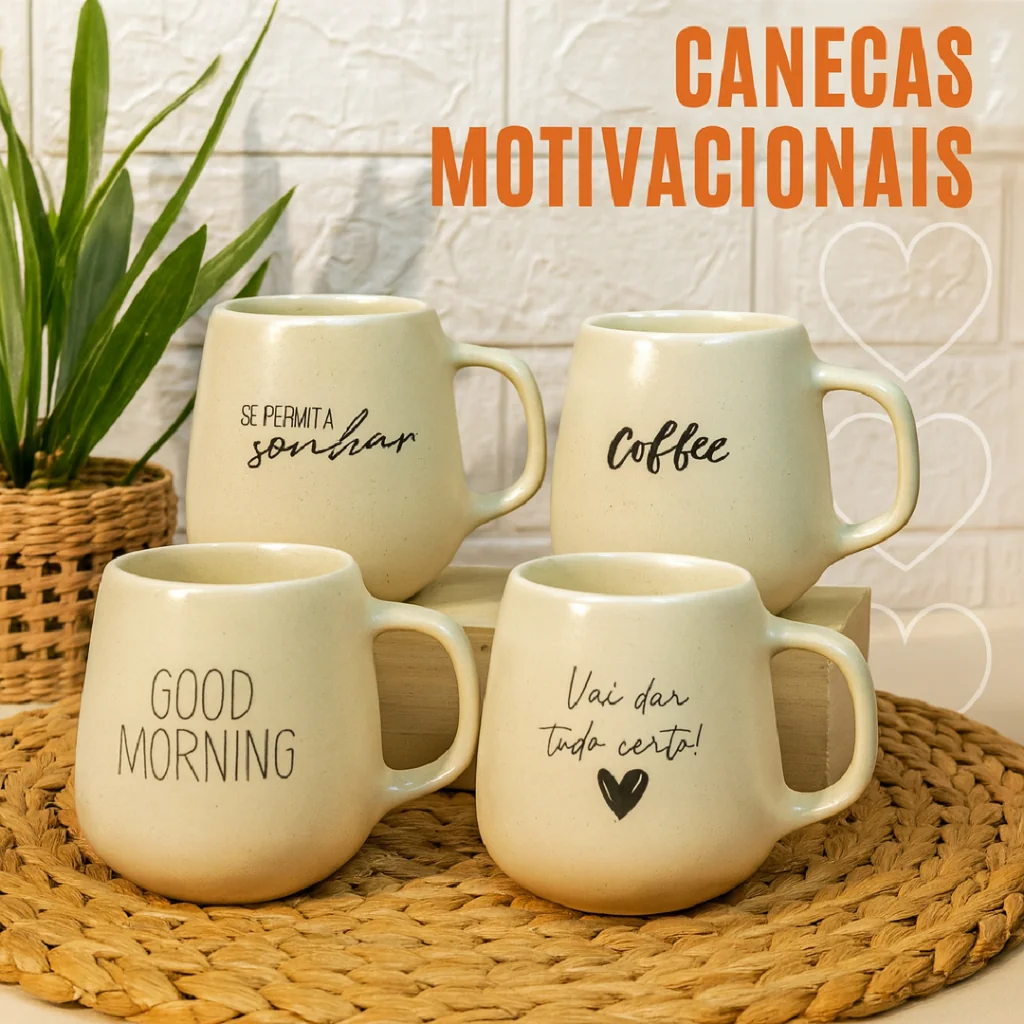 Jogo Caneca Bojuda 260ml Motivacional Porcelana Acetinada Fosca Cappuccino Café Mesa Posta Presente Shopee