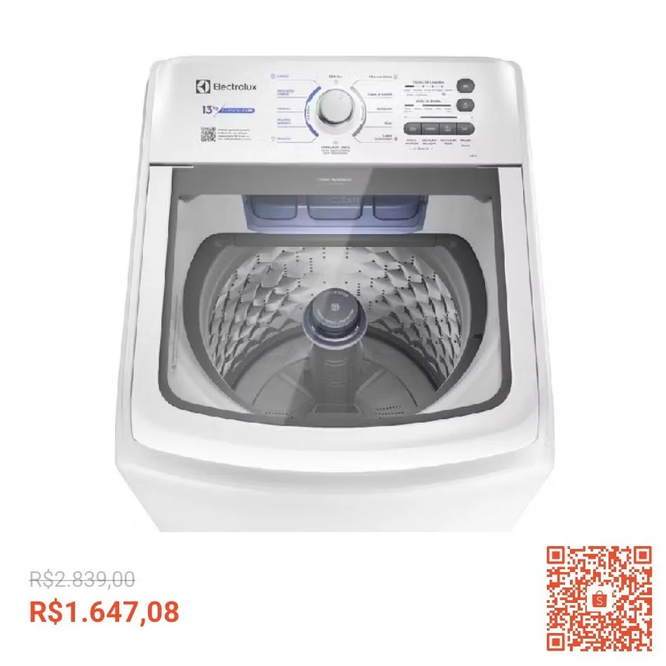 Máquina de Lavar Electrolux 13kg Branca Essential Care com Cesto Inox e Jet&Clean (LED13)