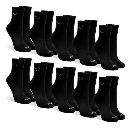 Kit Com 10 Pares De Meias Cano Médio Algodão Usee Brasil