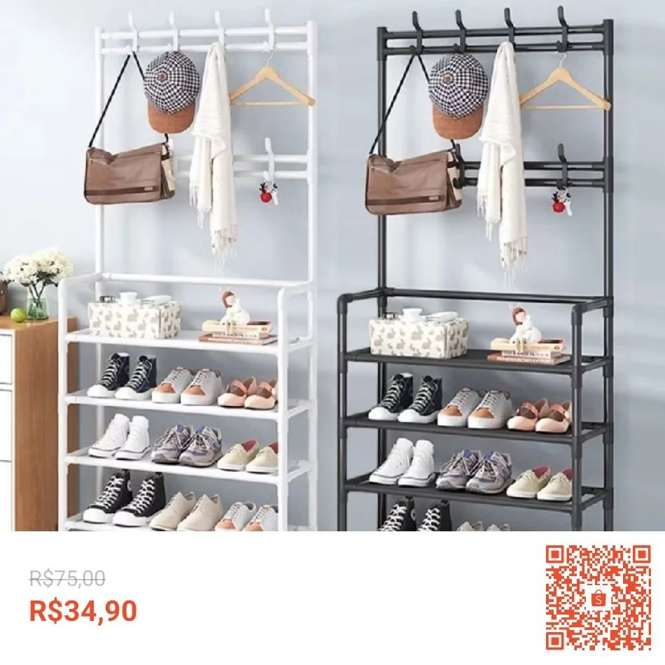 🇧🇷🇧🇷🇧🇷 Arara 4/5 Andar Sapateira Organizador Cabideiro Suporte Multiuso Sapato Tenis Roupa Armários TOP&CASA