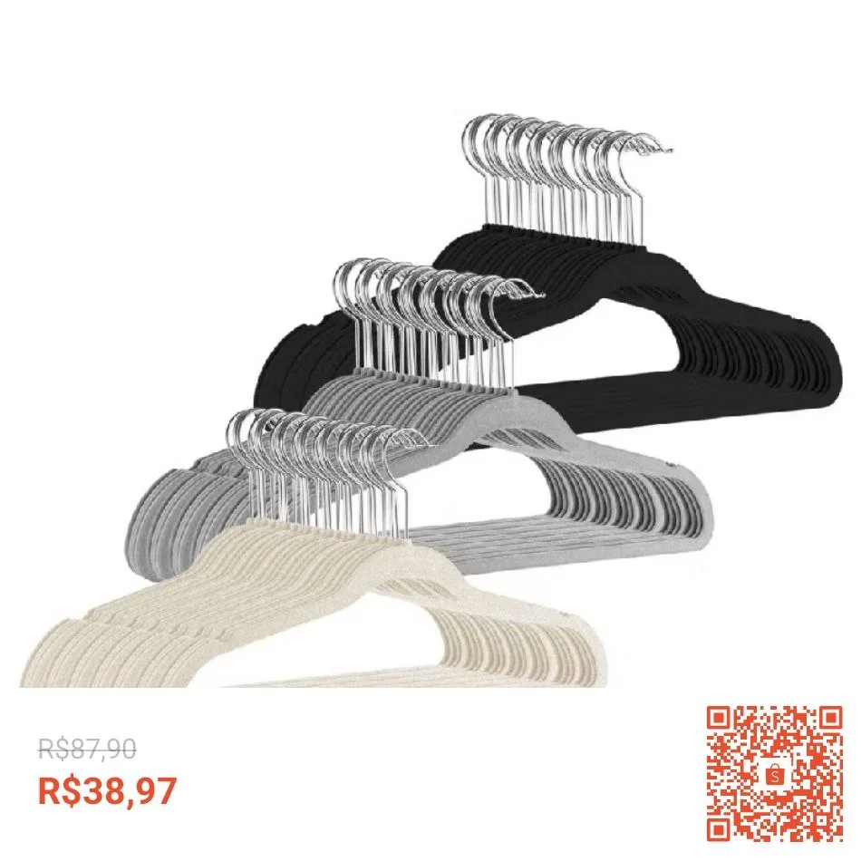 Kit Cabides Veludo Para Roupas Adulto 30 Unidades Fino Resistente
