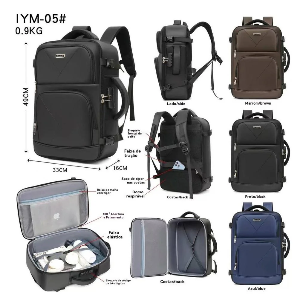 Bolsa de Viagem YOBEL com Fechadura de Senha Shopee