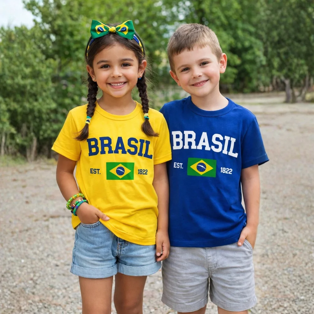 Camiseta Infantil Brasil Unissex Copa do Mundo Tamanhos 2 ao 10 Sortidos | Roupa Infantil Brasil Shopee