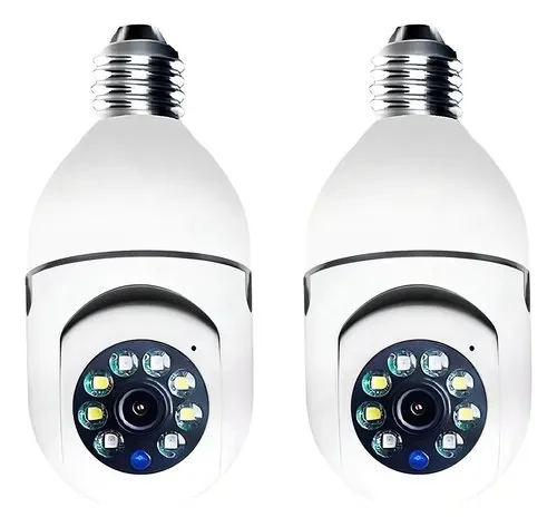 Kit 2 Câmeras Segurança 360º Jortan Wifi Ip Hd Visão Noturna Lâmpada Camera Lâmpada Wifi 360