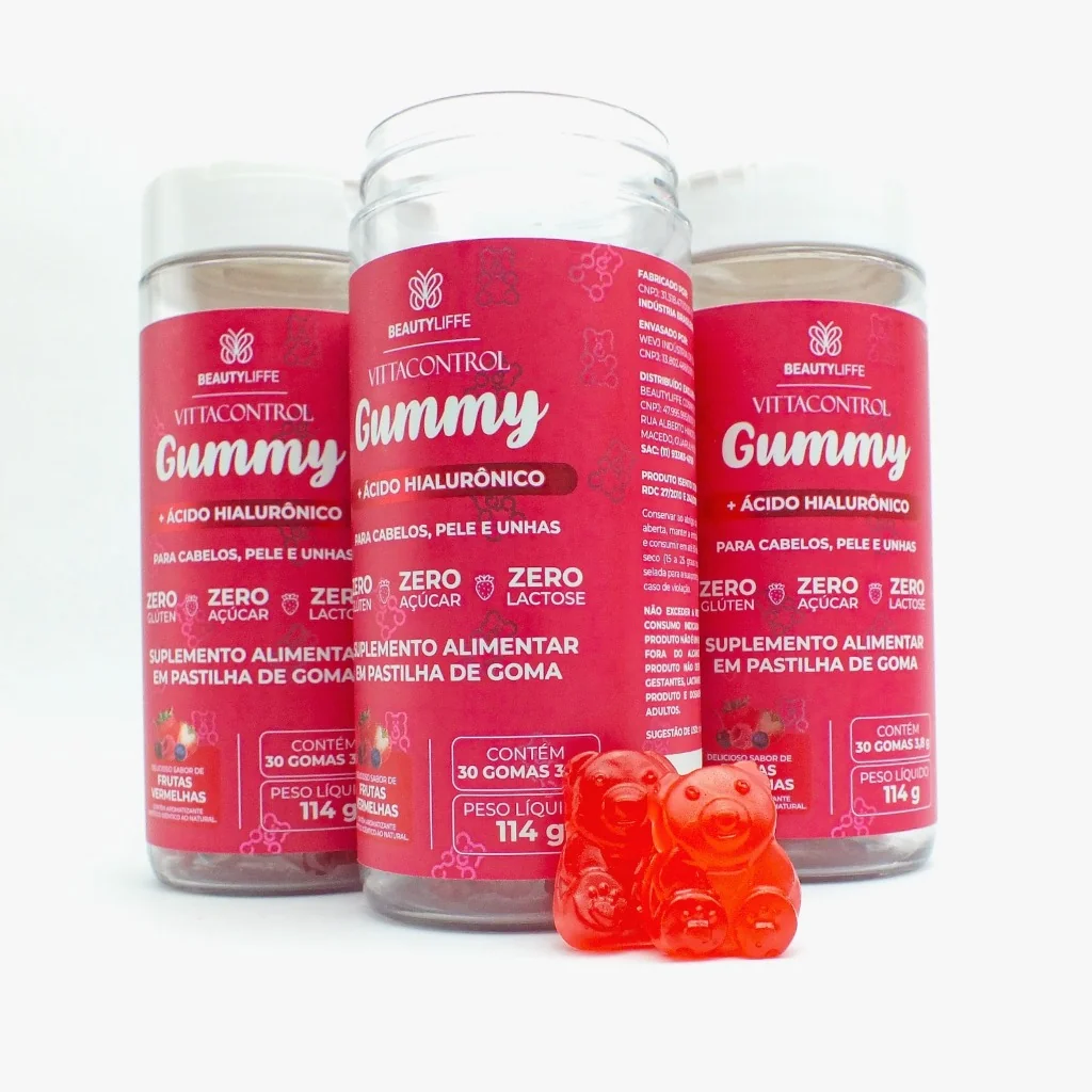 Kit 3 VittaControl Gummy ZERO AÇUCAR - SUPER CONCENTRADO - 1 goma ao dia para Cabelos, Unhas e Pele Shopee